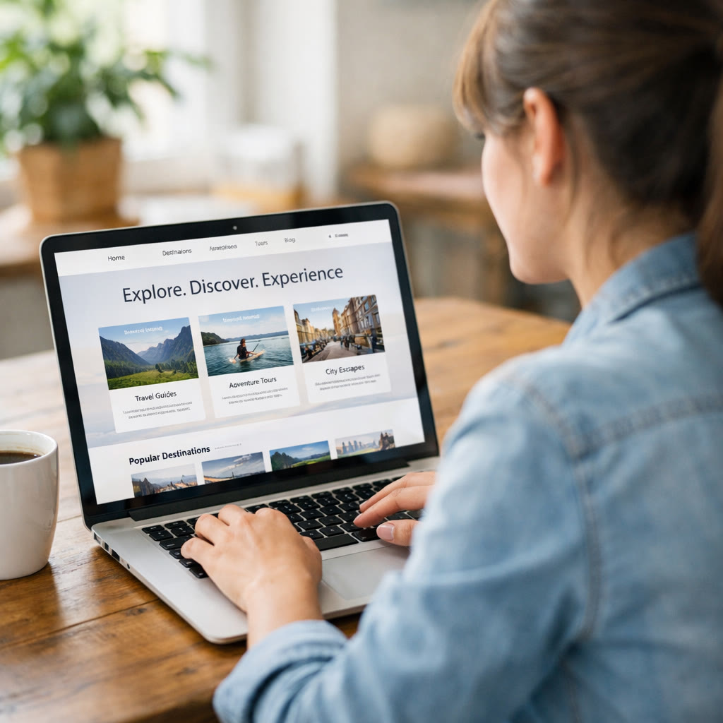 Business owner reviewing financial records on laptop
